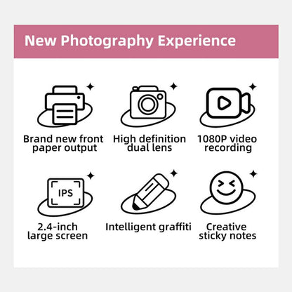 P01 Cartoon Kids Digital Camera Instant Print Dual Lens Mini Camera with 32GB Card