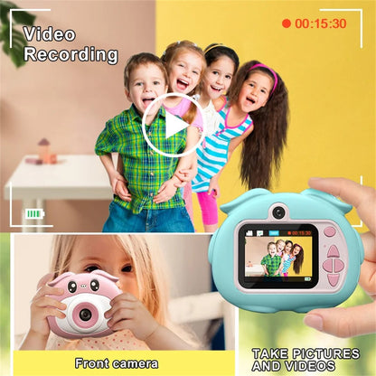 K69 For Kids Digital Camera Cartoon Animal Design 8X Zoom 2.0 Inch HD Screen Dual Lens Video Recorder