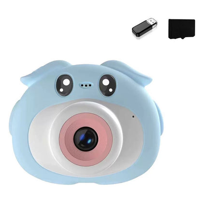 K69 For Kids Digital Camera Cartoon Animal Design 2.0 Inch HD Screen Dual Lens Video Recorder with 32GB Memory Card + Card Reader