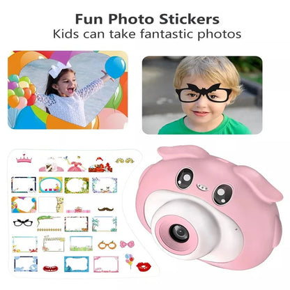 K69 For Kids Digital Camera Cartoon Animal Design 2.0 Inch HD Screen Dual Lens Video Recorder with 32GB Memory Card + Card Reader
