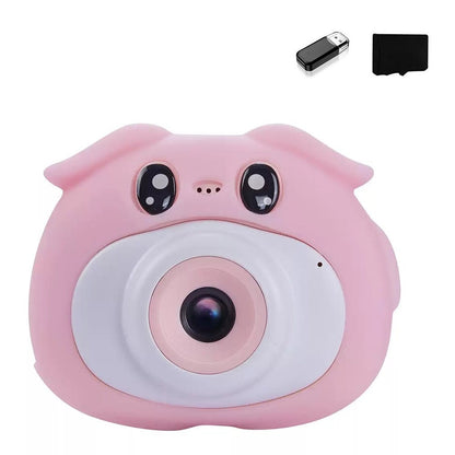 K69 For Kids Digital Camera Cartoon Animal Design 2.0 Inch HD Screen Dual Lens Video Recorder with 32GB Memory Card + Card Reader