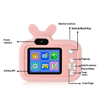 Y8S Cute Cartoon Design Kids Digital Camera HD Dual Lens Video Recorder for Children (No Memory Card)