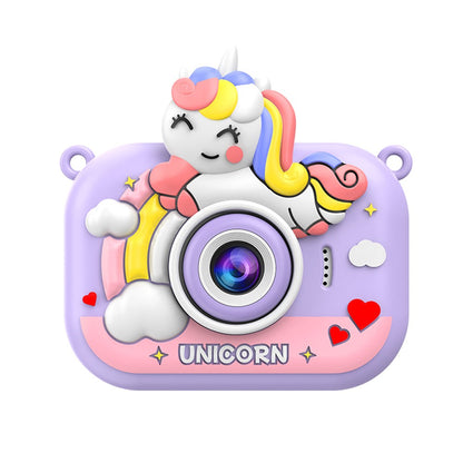 Y6 2.0 Inch IPS Screen Cartoon Design Kids Camera with Handheld Tripod Dual HD Lens Video Recorder