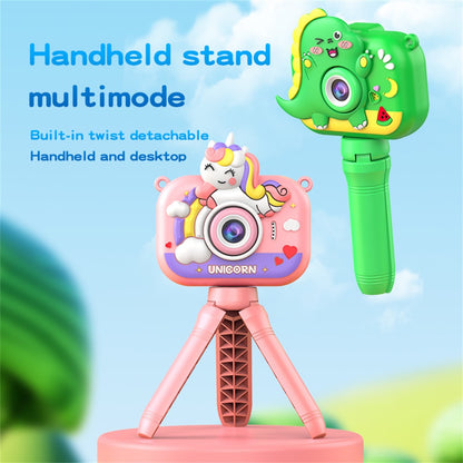 Y6 2.0 Inch IPS Screen Cartoon Design Kids Camera with Handheld Tripod Dual HD Lens Video Recorder