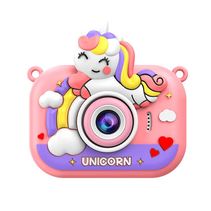 Y6 Cartoon Design Dual Lens 2.0 Inch IPS Screen Kids Camera with Handheld Tripod, with 32GB Card + Card Reader