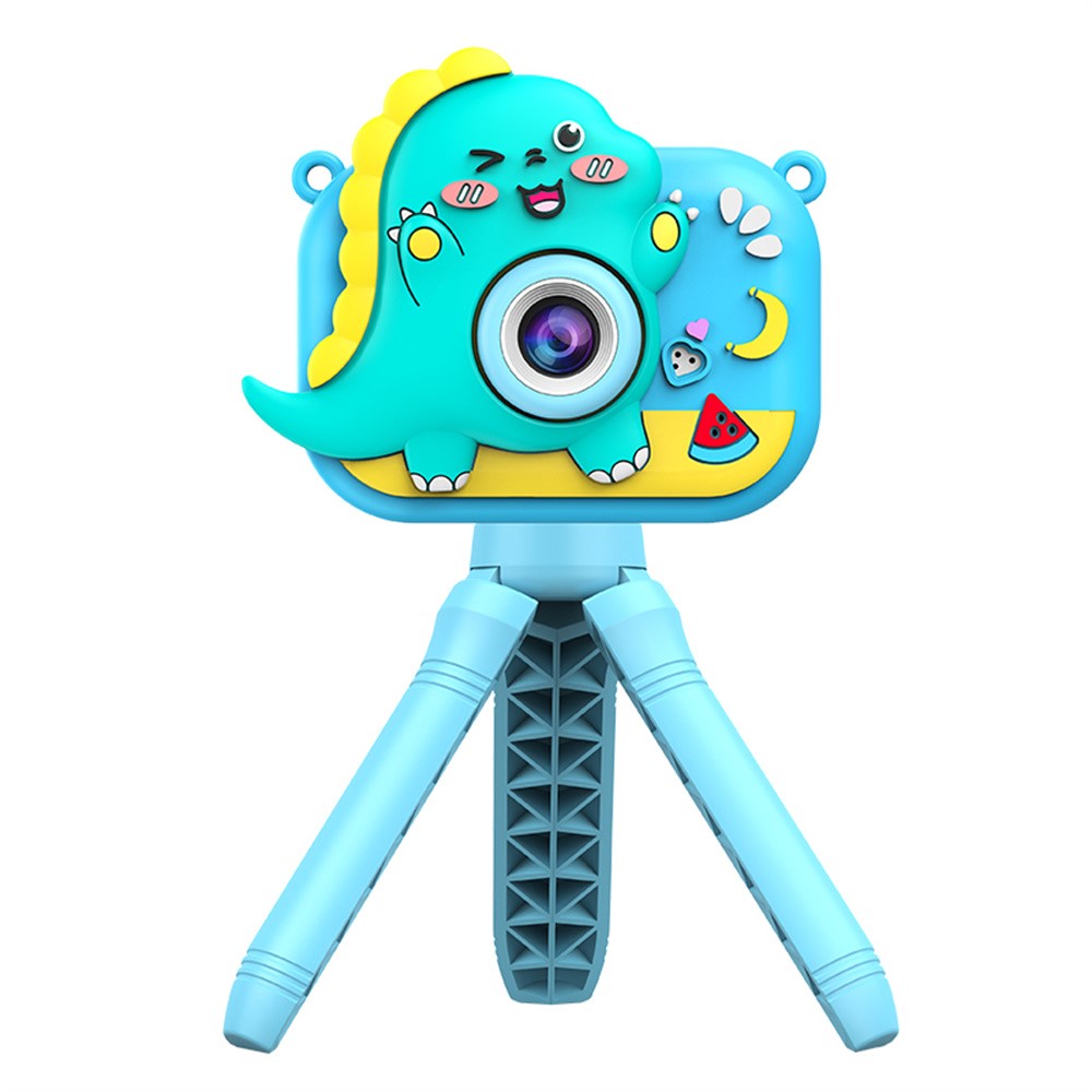 Y6 Cartoon Design Dual Lens 2.0 Inch IPS Screen Kids Camera with Handheld Tripod, with 32GB Card + Card Reader
