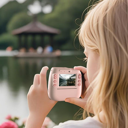 D102 2.4 Inch IPS Screen Instant Print Digital Camera for Kids 10X Zoom Dual HD Lens Video Recorder, with 32GB Card