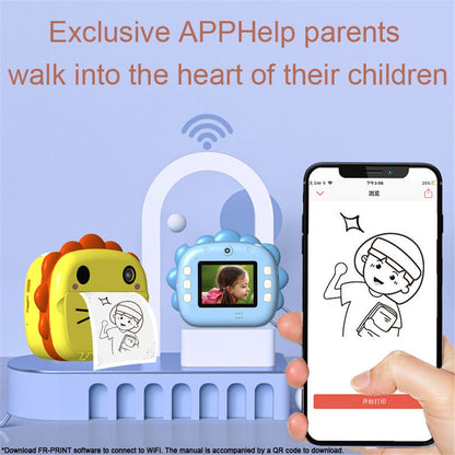 K05 Cute Cat Shape Dual Lens Camera 2.4 inch HD Screen Instant Print Kids Digital Camera