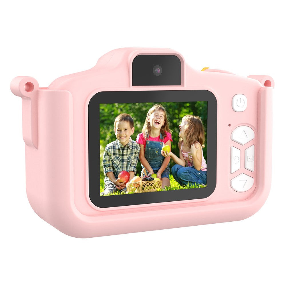 T5S Cartoon Cat Digital Camera 2.0 Inch IPS Screen HD Dual Lens Video Recorder for Kids, with 32GB Card + Card Reader