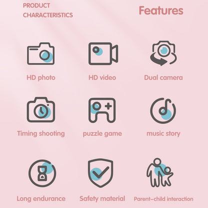 T5S Cartoon Cat Digital Camera 2.0 Inch IPS Screen HD Dual Lens Video Recorder for Kids, with 32GB Card + Card Reader