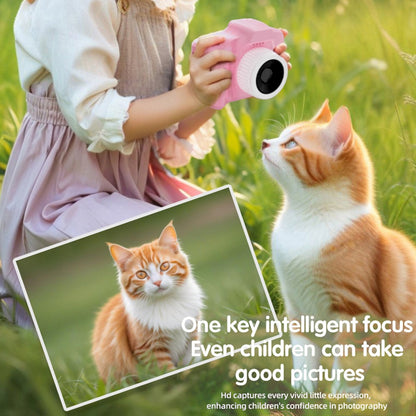 T5S Cartoon Cat Digital Camera 2.0 Inch IPS Screen HD Dual Lens Video Recorder for Kids, with 32GB Card + Card Reader