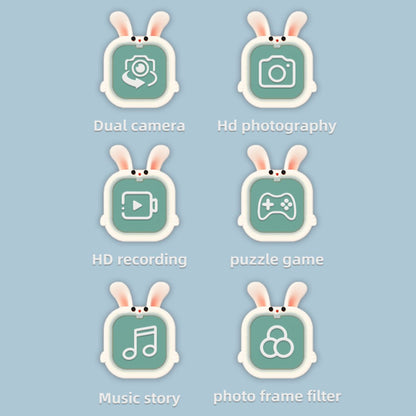 T6S Cartoon Rabbit Digital Camera for Kids 2.0 Inch IPS Screen HD Dual Lens Video Recorder