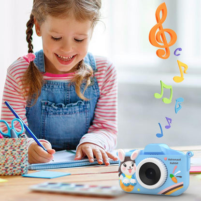 T6S Cartoon Rabbit Digital Camera for Kids 2.0 Inch IPS Screen HD Dual Lens Video Recorder