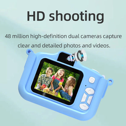 T6S Cartoon Rabbit Digital Camera for Kids 2.0 Inch IPS Screen HD Dual Lens Video Recorder, with 32GB Card + Card Reader