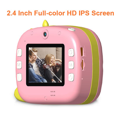 K07 Dinosaur Shape Front / Rear Dual Kids Camera 2.4 Inch IPS Screen WiFi Instant Print Digital Camera