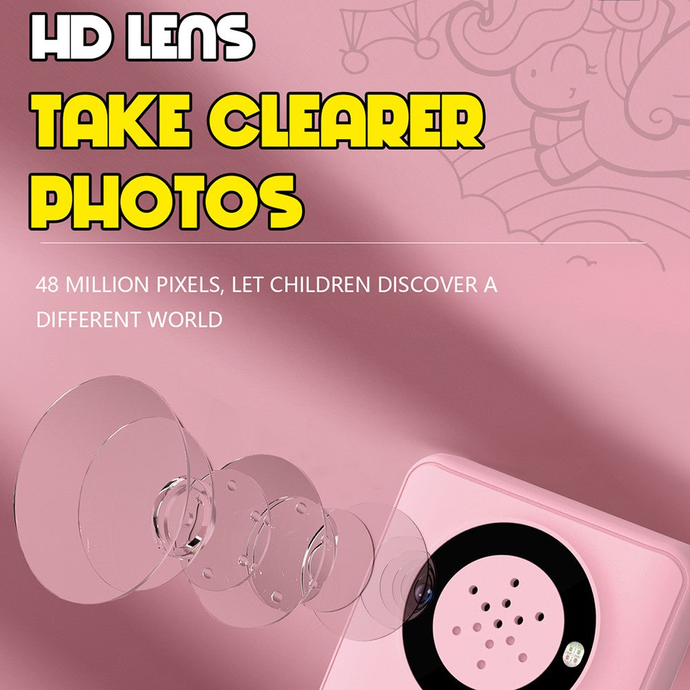 A1 2.4 Inch IPS Screen Kids Digital Camera 48MP HD Lens Mini Video Recorder with 32GB Card + Card Reader
