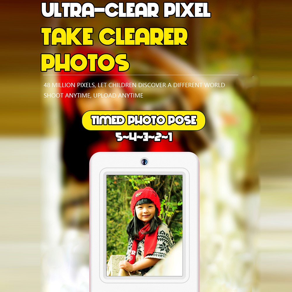 A1 2.4 Inch IPS Screen Kids Digital Camera 48MP HD Lens Mini Video Recorder with 32GB Card + Card Reader