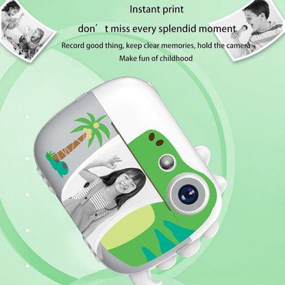 D1 Cartoon Dinosaur HD Dual Lens Kids Digital Camera 2.4 Inch IPS Screen Mini Instant Print Camera Video Recorder