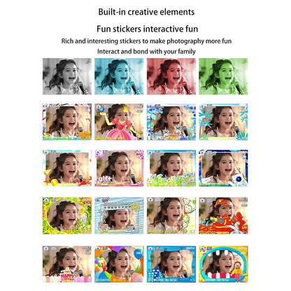 D1 Cartoon Dinosaur HD Dual Lens Kids Digital Camera 2.4 Inch IPS Screen Mini Instant Print Camera Video Recorder