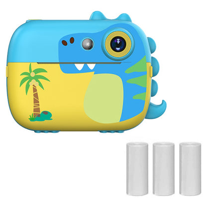 D1 Cartoon Dinosaur HD Dual Lens Kids Digital Camera 2.4 Inch IPS Screen Mini Instant Print Camera Video Recorder