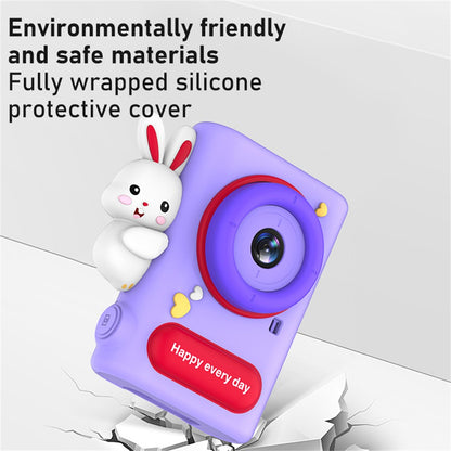 H05 Cartoon Animal Design 2.0 Inch HD Dual Lens 8X Zoom Digital Camera for Kids Video Recorder with 32GB Card + Card Reader