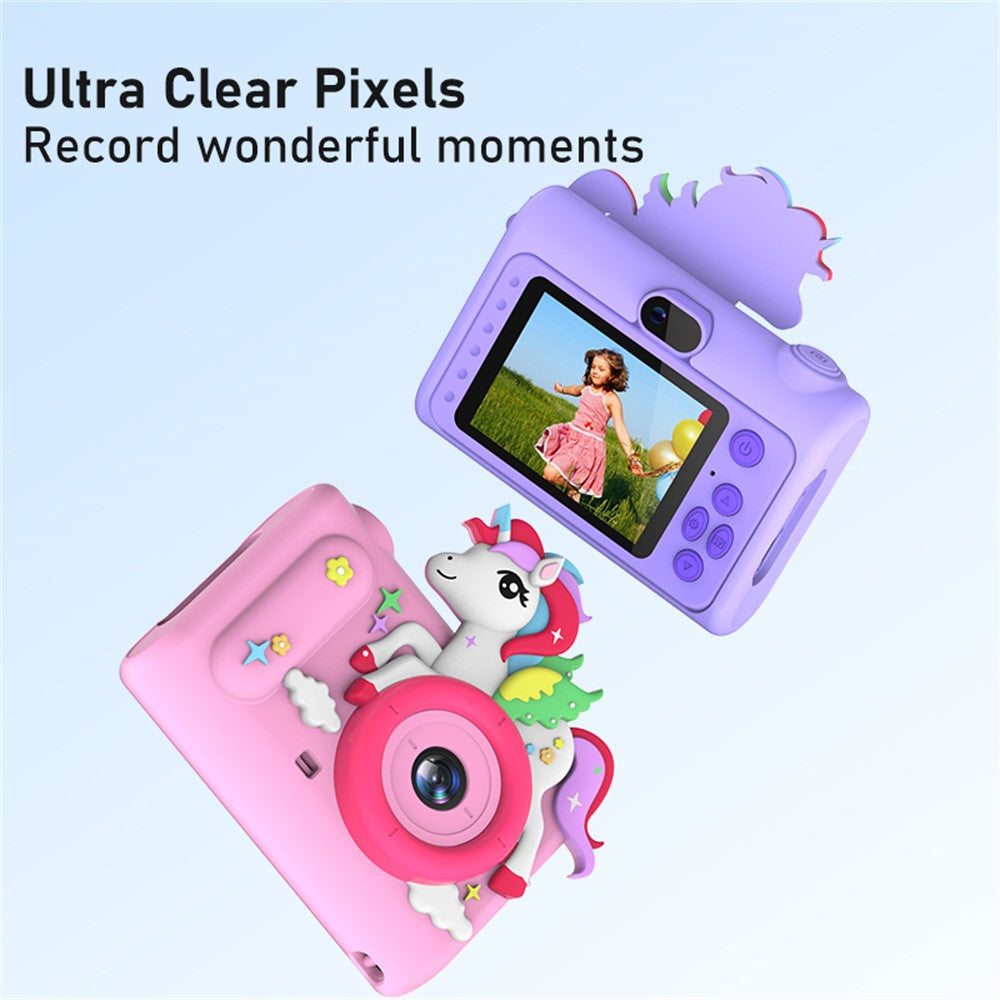 H05 Cartoon Animal Design 2.0 Inch HD Dual Lens 8X Zoom Digital Camera for Kids Video Recorder with 32GB Card + Card Reader