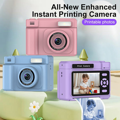 D15 For Kids Portable Video Recorder 2.4 Inch IPS Screen Instant Print Camera with 32GB Card + Card Reader (Support Monochrome Printing)