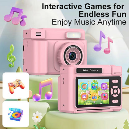 D15 For Kids Portable Video Recorder 2.4 Inch IPS Screen Instant Print Camera with 32GB Card + Card Reader (Support Monochrome Printing)