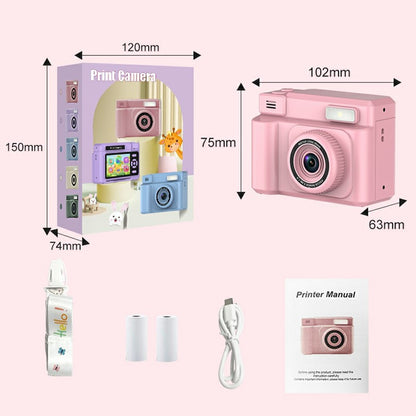 D15 For Kids Portable Video Recorder 2.4 Inch IPS Screen Instant Print Camera with 32GB Card + Card Reader (Support Monochrome Printing)