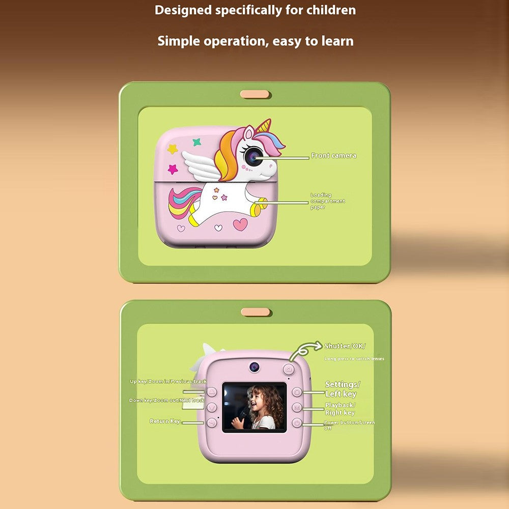 A28 2.4 Inch IPS Screen Instant Print Digital Camera for Kids Cartoon Animal Portable Video Recorder