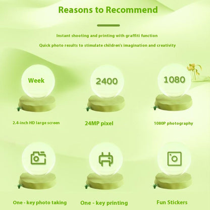 A28 2.4 Inch IPS Screen Instant Print Digital Camera for Kids Cartoon Animal Portable Video Recorder