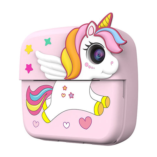 A28 2.4 Inch IPS Screen Instant Print Digital Camera for Kids Cartoon Animal Video Recorder, with 32GB Card + Card Reader