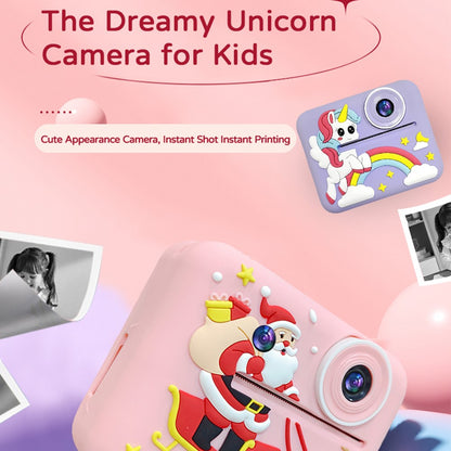 D2A Cartoon Pattern Dual Lens HD Video Recorder 2.4 Inch IPS Screen Portable Instant Print Kids Camera, with 32GB Card + Card Reader