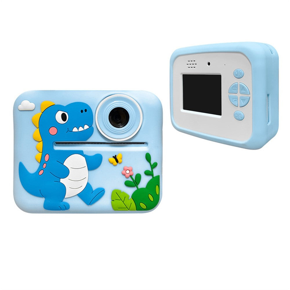 D2A Cartoon Pattern Dual Lens HD Video Recorder 2.4 Inch IPS Screen Portable Instant Print Kids Camera, with 32GB Card + Card Reader