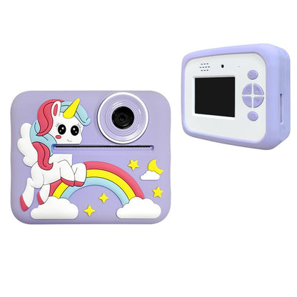 D2A Cartoon Pattern Dual Lens HD Video Recorder 2.4 Inch IPS Screen Portable Instant Print Kids Camera