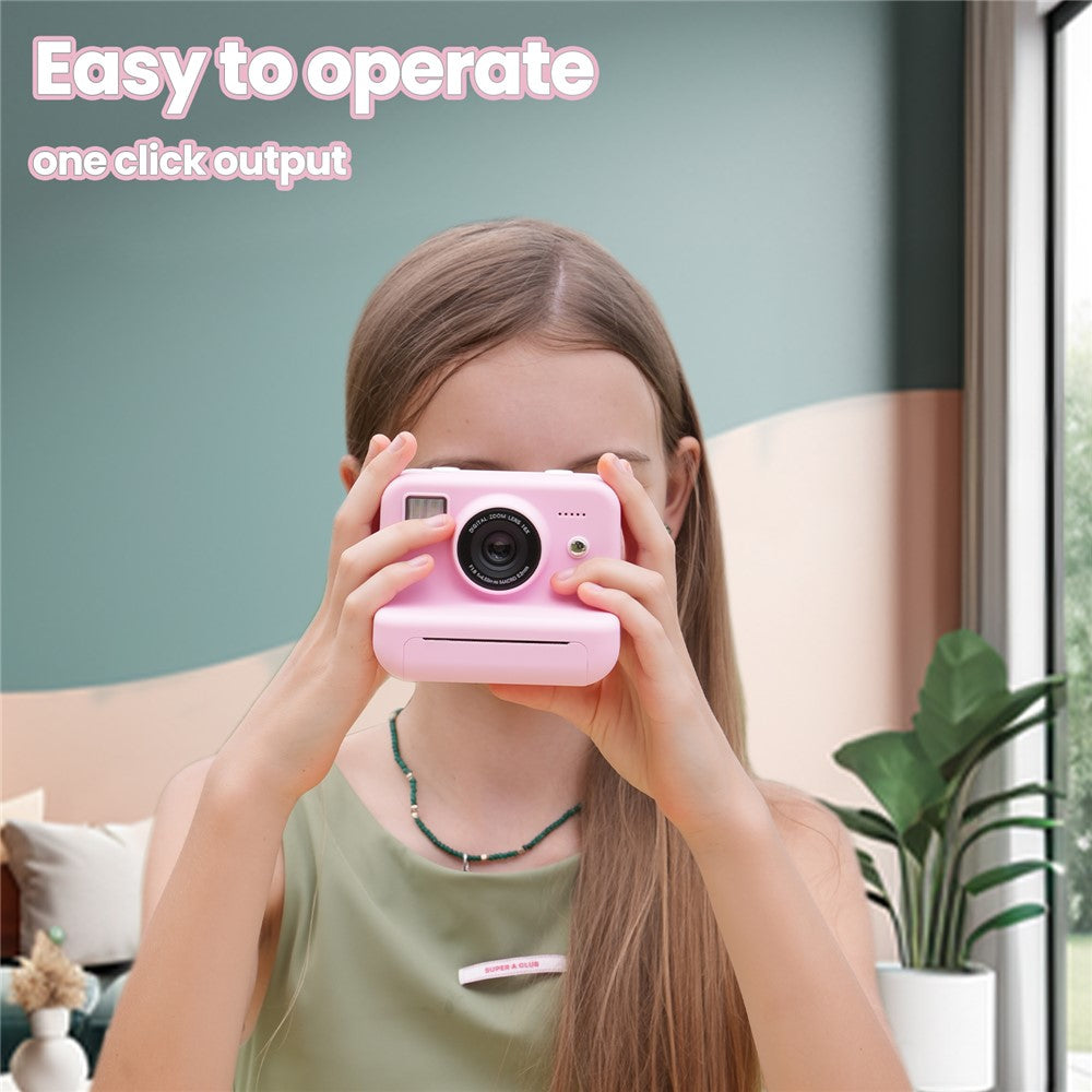 P10 Dual Lens Instant Print Camera for Kids 2.4 Inch IPS Screen Video Recorder, Support Monochrome Printing