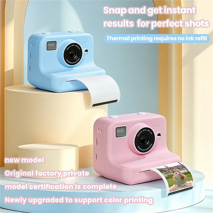 P10 Dual Lens Instant Print Camera for Kids 2.4 Inch IPS Screen Video Recorder, Support Monochrome Printing