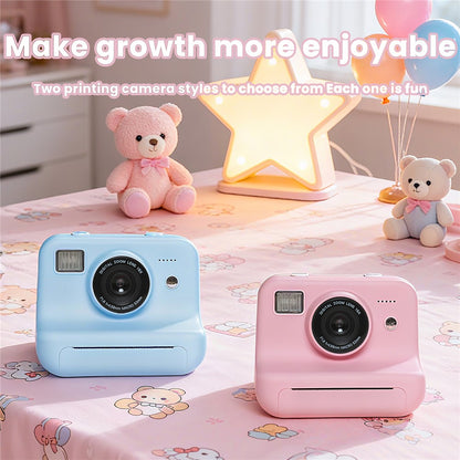 P10 Dual Lens Instant Print Camera for Kids 2.4 Inch IPS Screen Video Recorder, Support Monochrome Printing