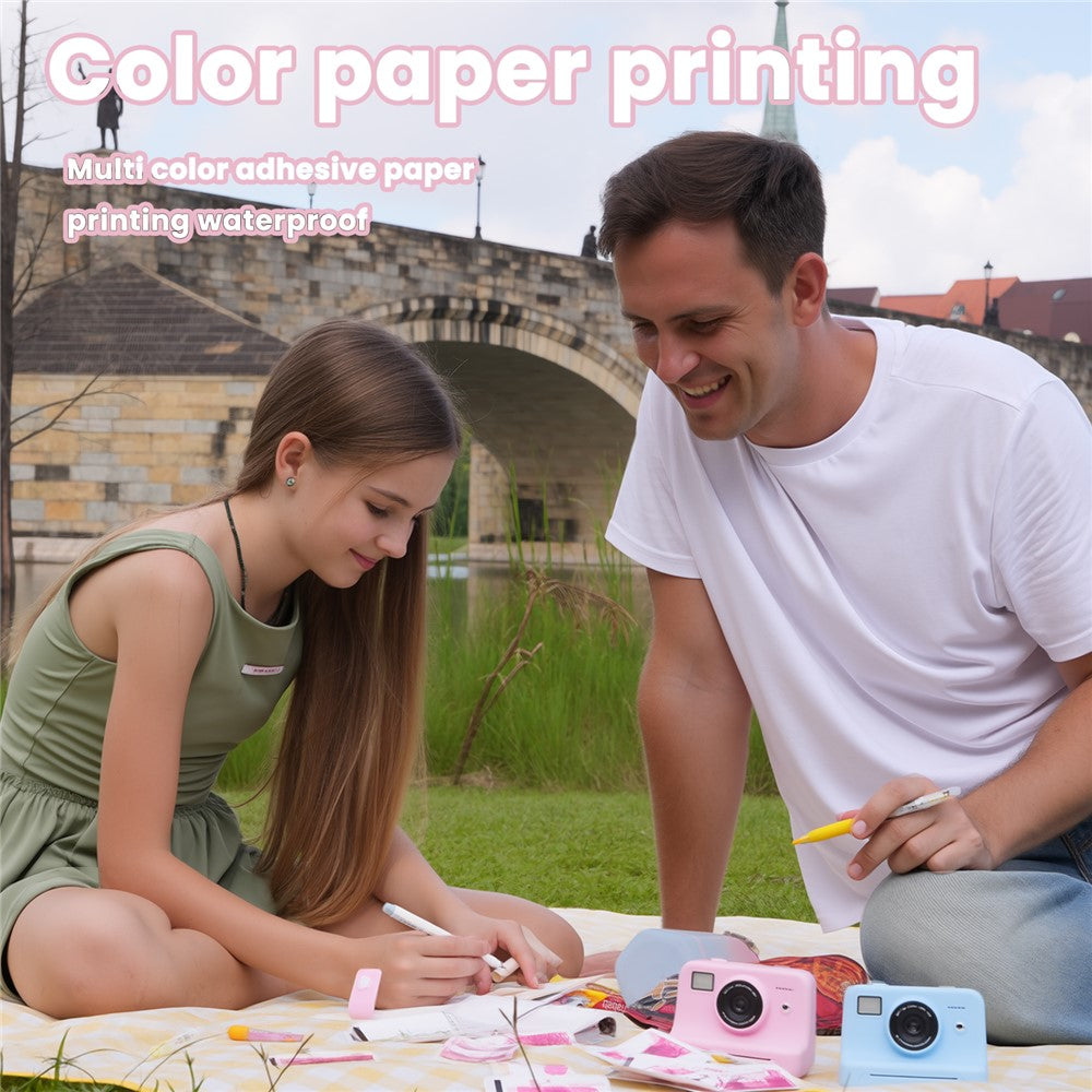 P10 Dual Lens Instant Print Camera for Kids 2.4 Inch IPS Screen Video Recorder, Support Monochrome Printing
