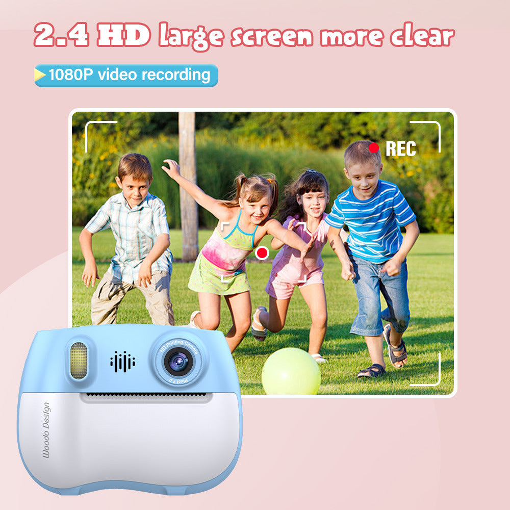 ZK18 Kids Camera Instant Print, Dual-Lens 2.4 inch 2MP 1080P Selfie Instant Cameras Support Music Play and Games