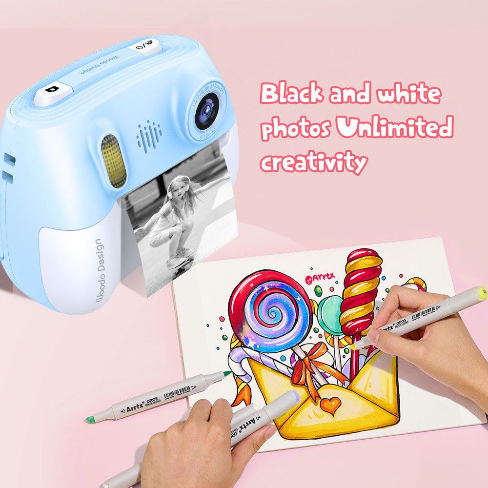ZK18 Kids Camera Instant Print, Dual-Lens 2.4 inch 2MP 1080P Selfie Instant Cameras Support Music Play and Games
