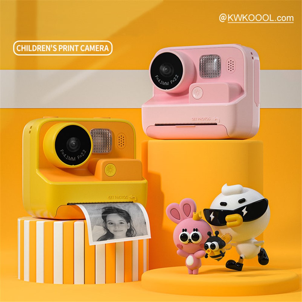 KOOOL K27 2-inch Screen ABS+PC Kids Instant Printing Camera Toy HD Dual Lens Rechargeable Camera