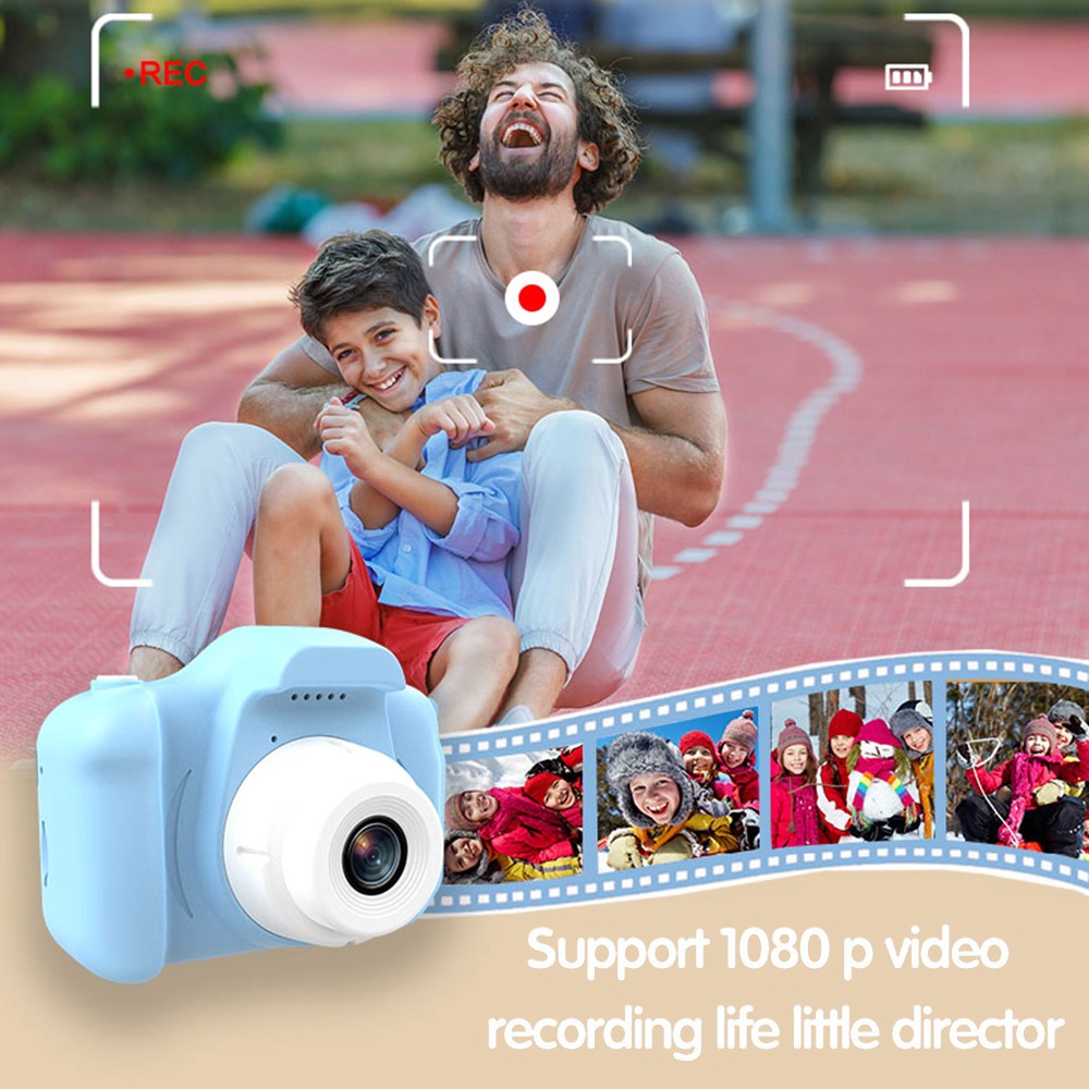 X10S 2.0" HD Screen Dual Lens Kids Camera Cute Shape 1080P Video Camera Support 32GB TF Card