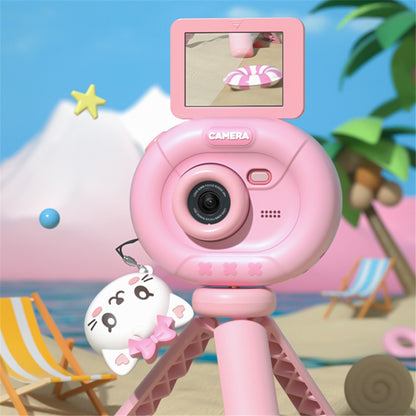 K62 2.4" Flip-Up HD Screen Kids Camera with Tripod Stand, Lanyard Portable Mini Camera for Taking Photos, Videos