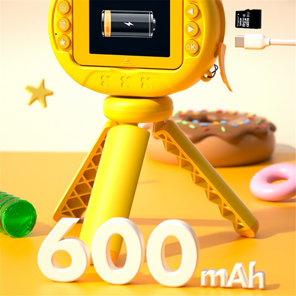 K62 2.4" Flip-Up HD Screen Kids Camera with Tripod Stand, Lanyard Portable Mini Camera for Taking Photos, Videos
