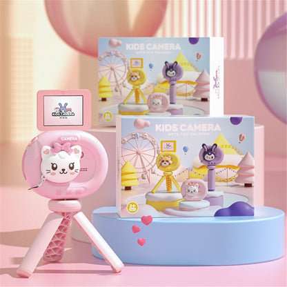 K62 2.4" Flip-Up HD Screen Kids Camera with Tripod Stand, Lanyard Portable Mini Camera for Taking Photos, Videos