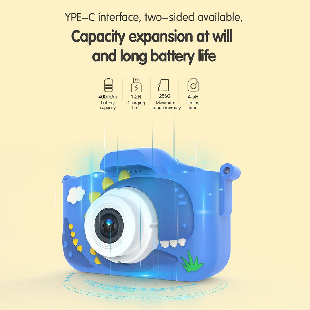 X13S Cartoon Dinosaur 2.0 Inch IPS Screen Video Recorder Kids Camera, No TF Card (CE Certified)