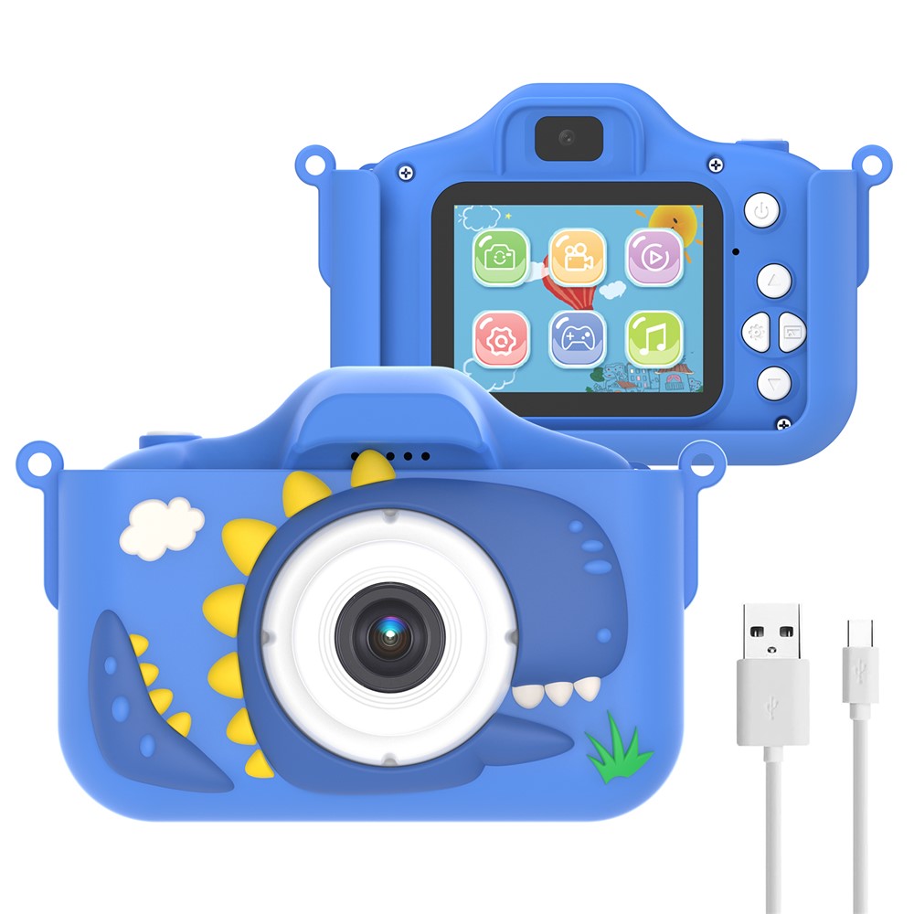 X13S Cartoon Dinosaur Dual Lens Kids Camera Toy with 32G TF Card + Card Reader (CE Certified)
