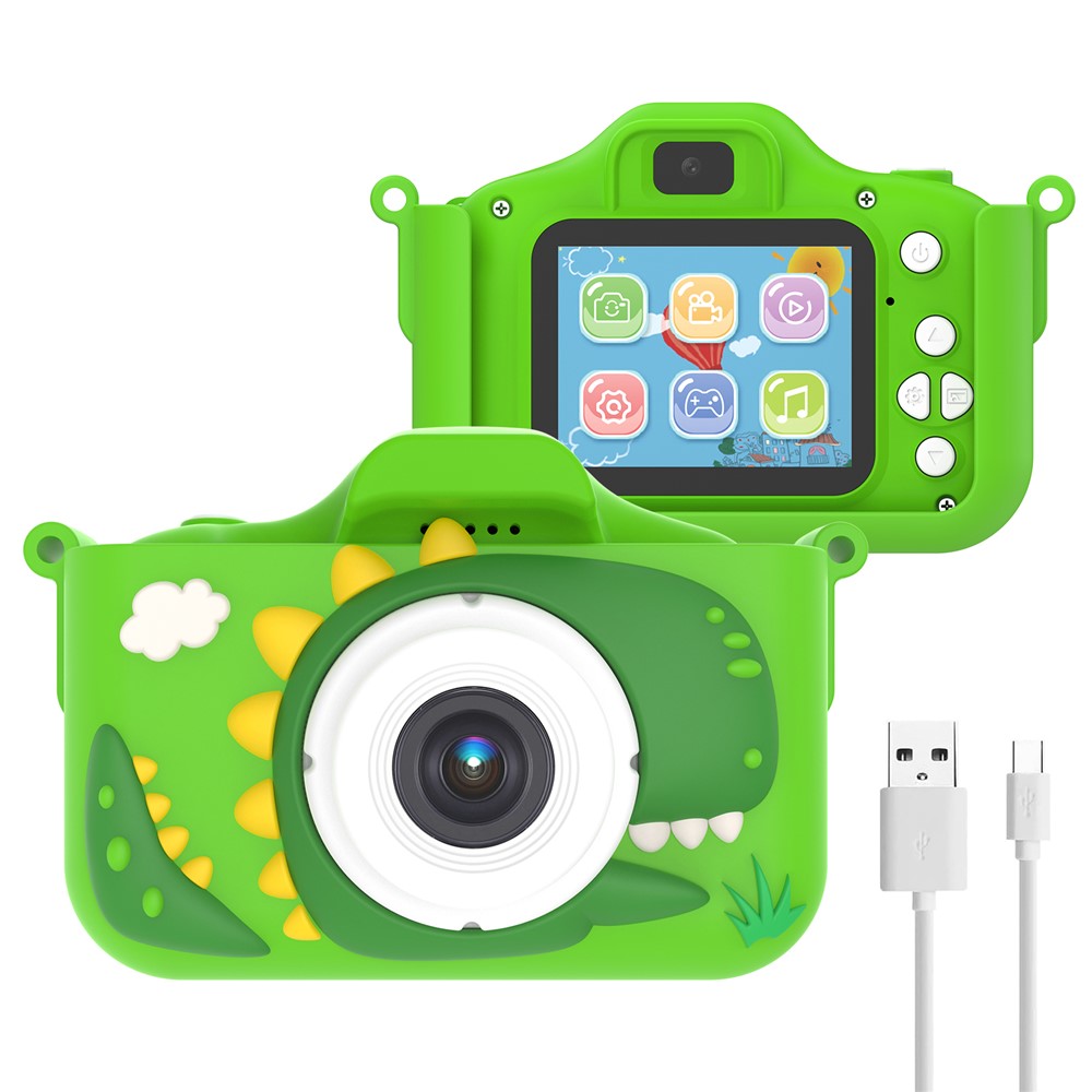 X13S Cartoon Dinosaur Dual Lens Kids Camera Toy with 32G TF Card + Card Reader (CE Certified)