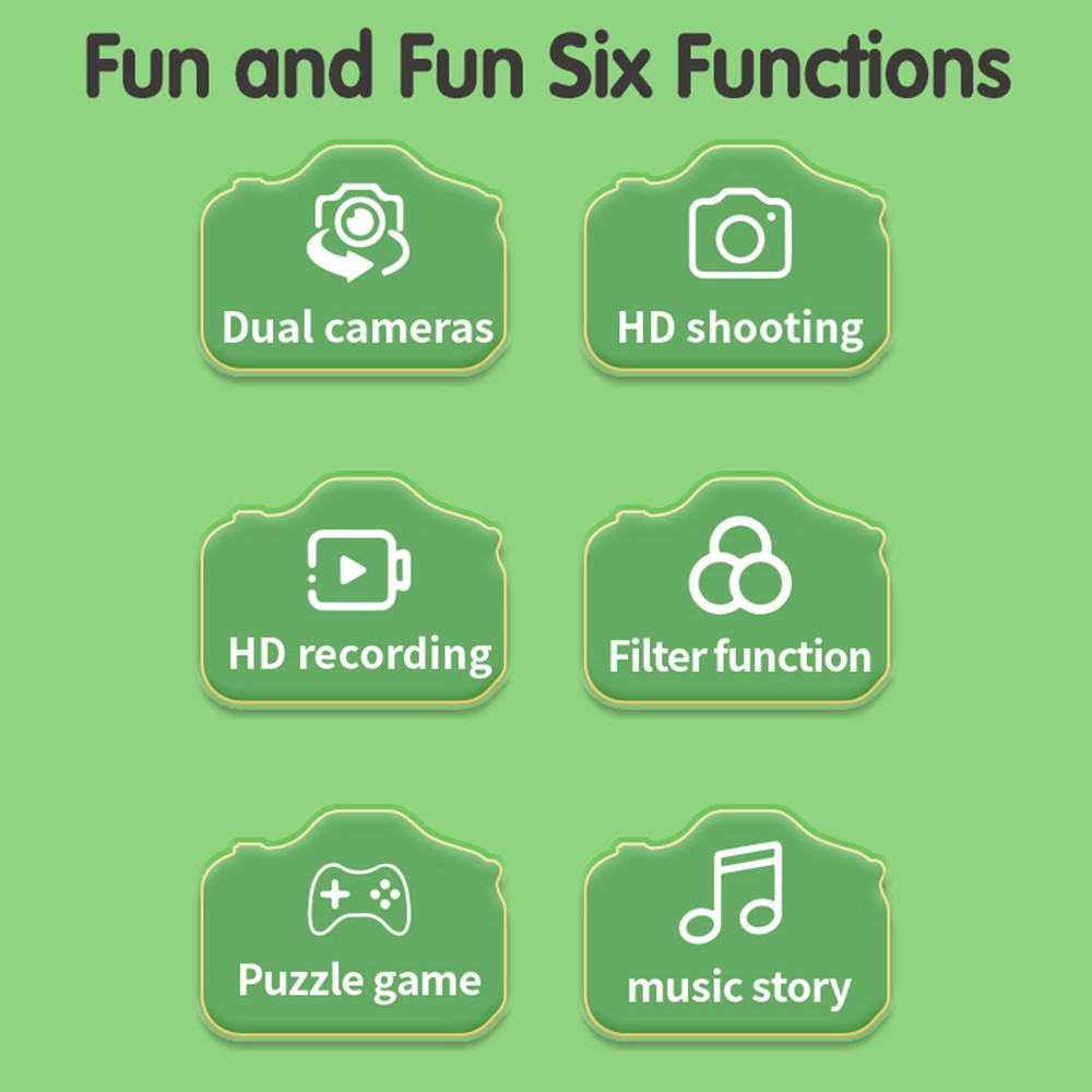 X12S Kids Camera 2.0 Inch IPS Screen Cartoon Dragon Video Recorder Cam, 32G TF Card+Card Reader (CE Certified)